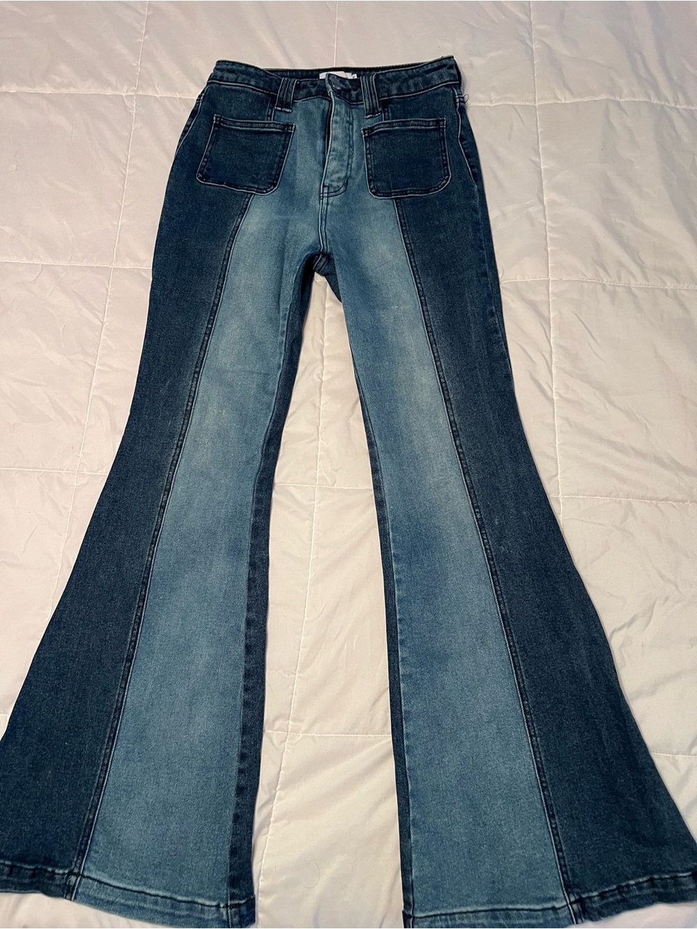 Cello Contrast Panel Blue Flare Jeans